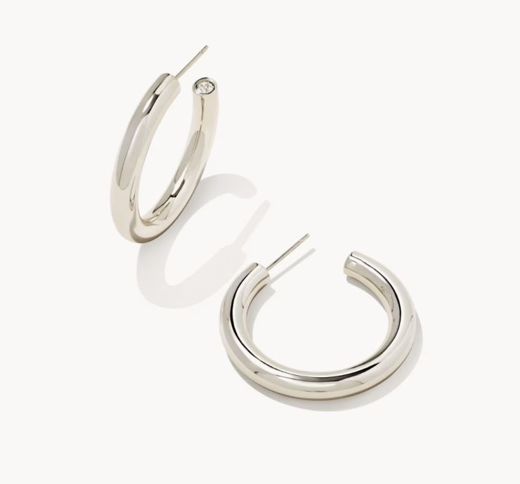 Colette Hoop Earring Rhodium Metal