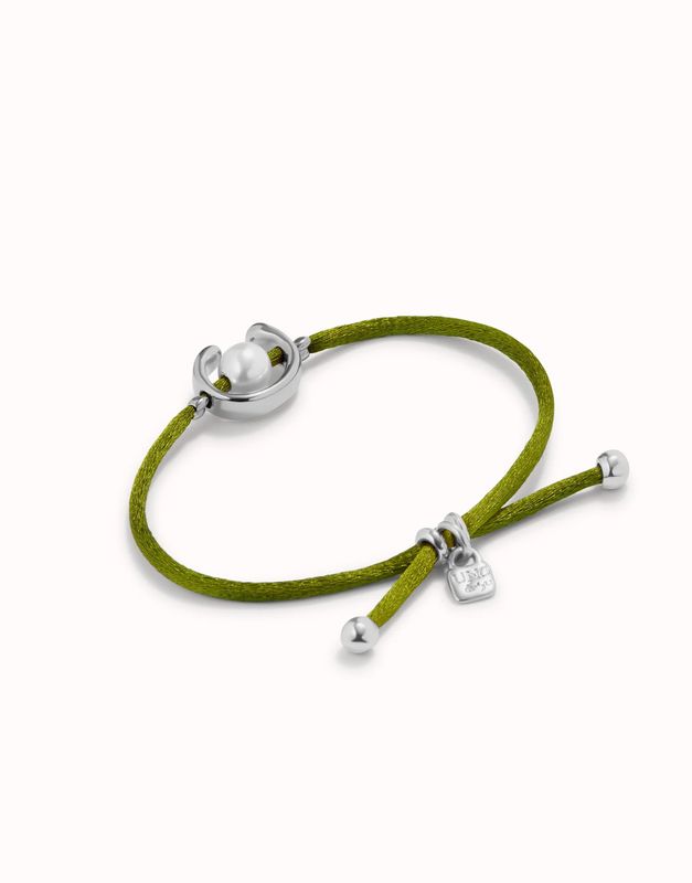 Ser Diferente Bracelet Olive Green with Pearl Silver