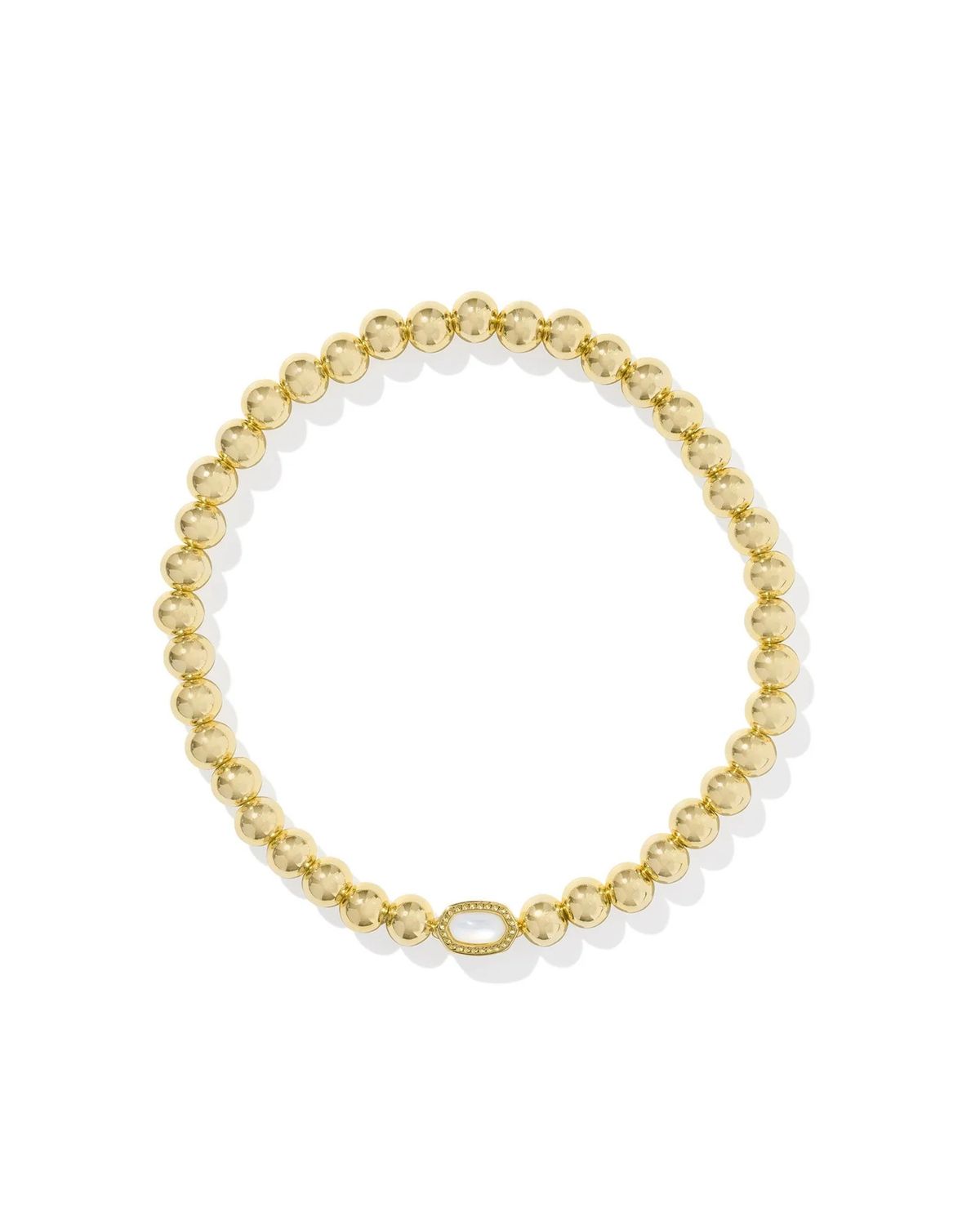 Mini Elaina Stretch Bracelet Ivory MOP Gold