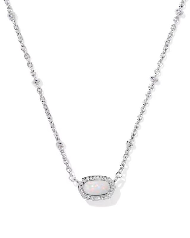 Mini Elisa Satellite Short Pendant Necklace Silver Iridescent Drusy