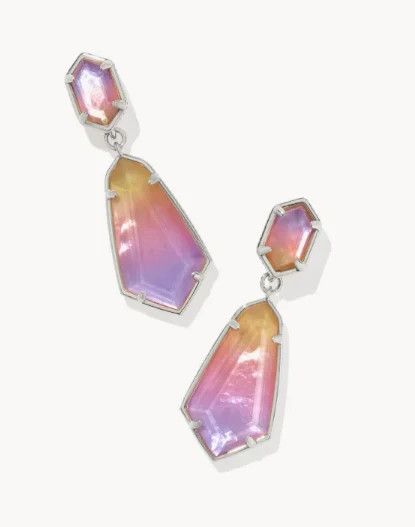 Hallie Convertible Drop Earrings Rhodium Sunrise Watercolor Illusion