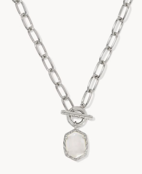 Daphne Silver Link Chain Necklace Ivory MOP