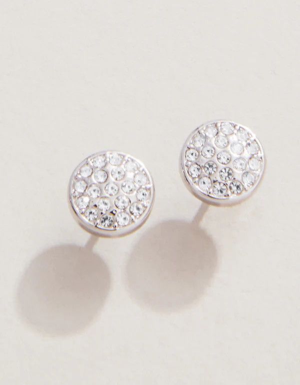 Sea La Vie Stud Earrings Stronger/Pave Disk Silver