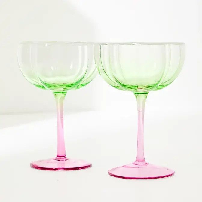 Coupe Glass Set Jade Lime Pink Muse Ombre