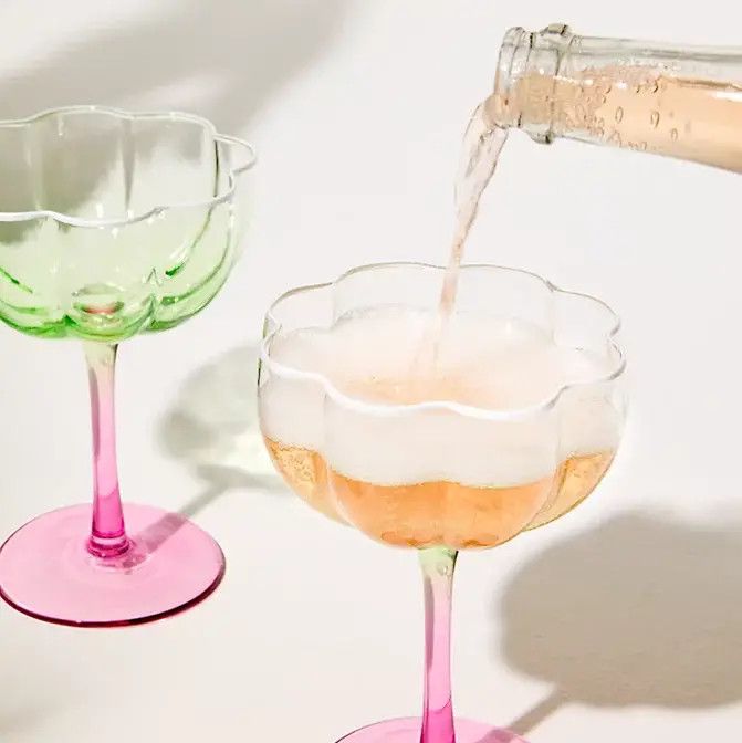 Coupe Glass Set Jade Lime Pink Muse Ombre