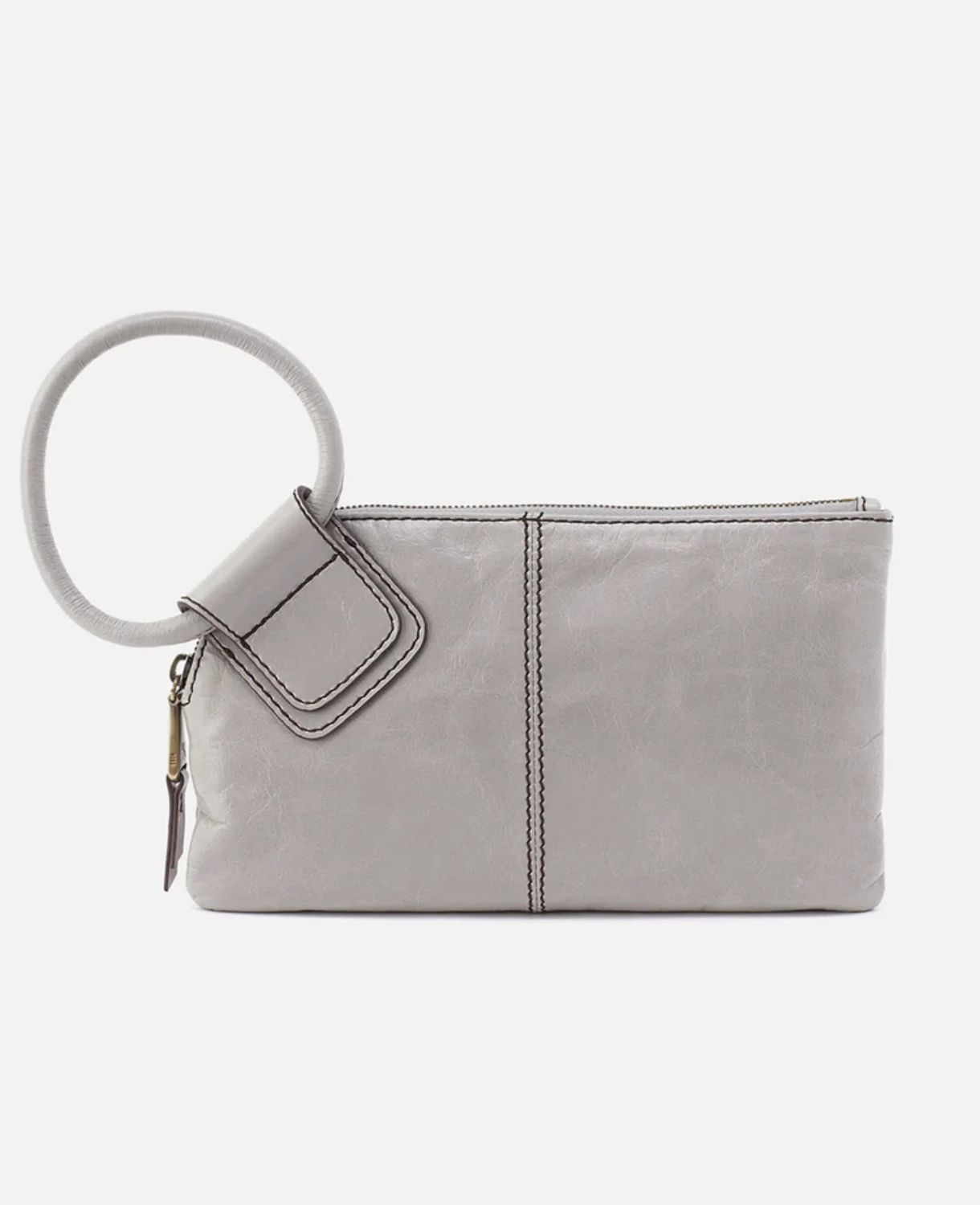 Sable Wristlet in Polished Leather Light Grey