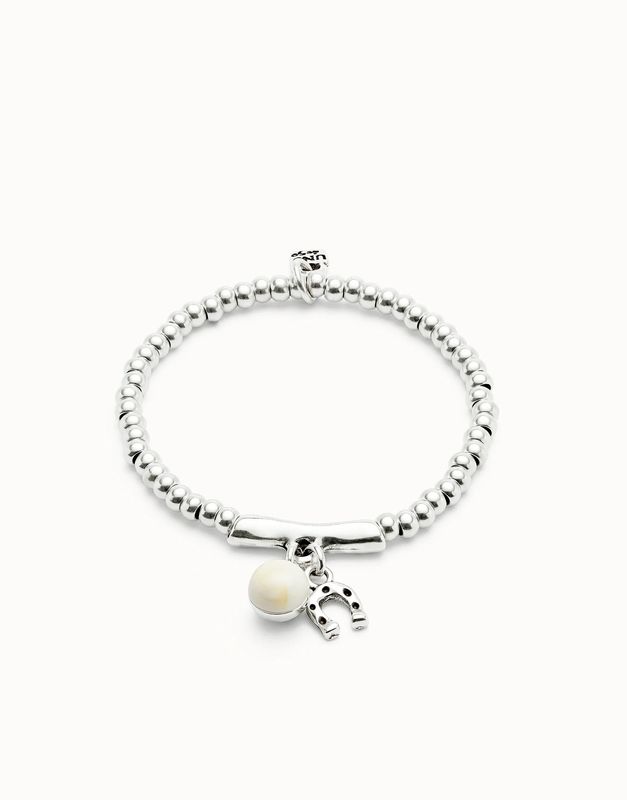 Ser Fascinante Bracelet with Cream Murano Glass and Horseshoe Large