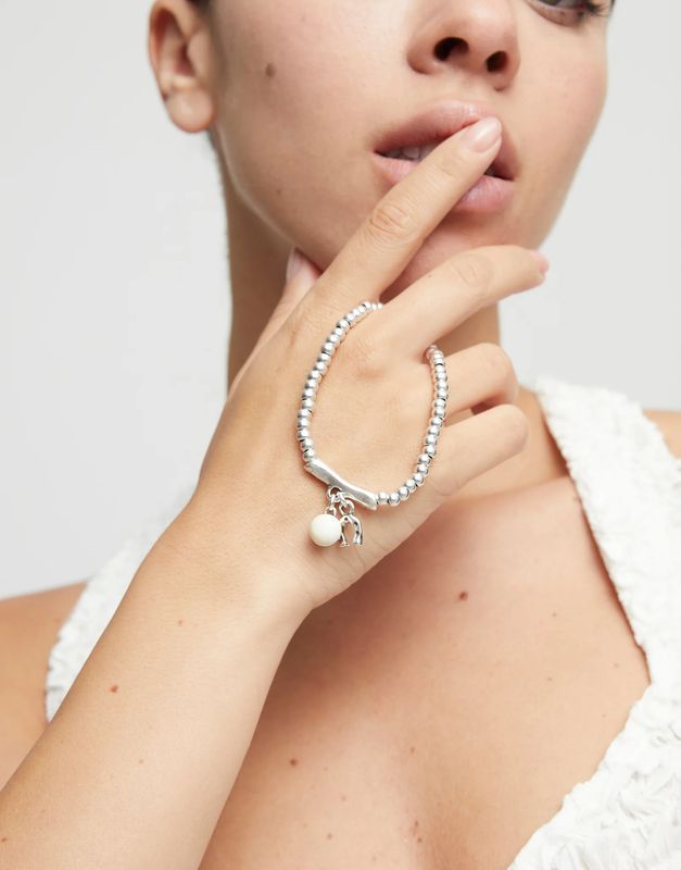 Ser Fascinante Bracelet with Cream Murano Glass and Horseshoe Large