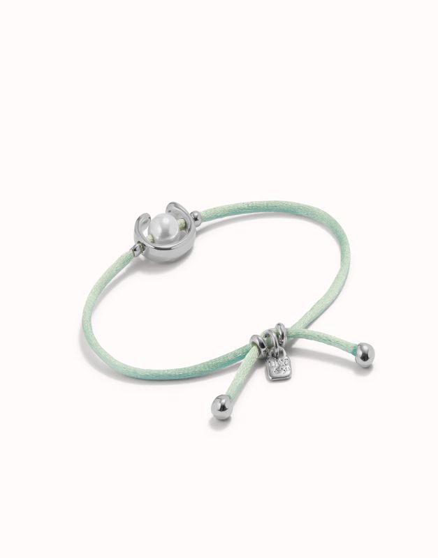 Ser Diferente Bracelet Aqua Green with Pearl Silver