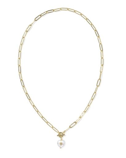 Sasha Heart Short Pendant Necklace Freshwater Cultured Pearl Gold