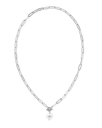Sasha Heart Short Pendant Necklace Freshwater Cultured Pearl Silver