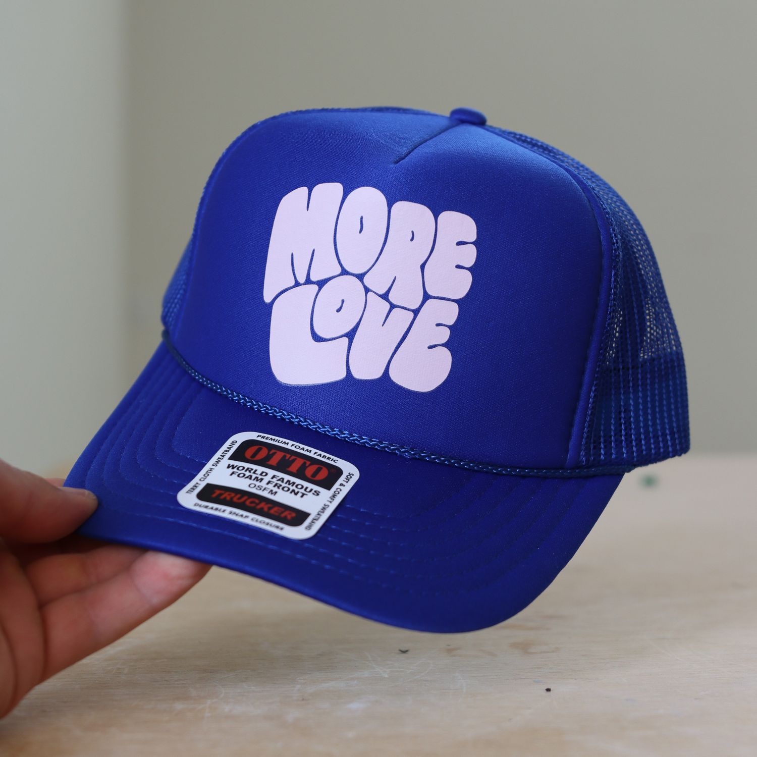 More Love Trucker Hat - Blue/Pink