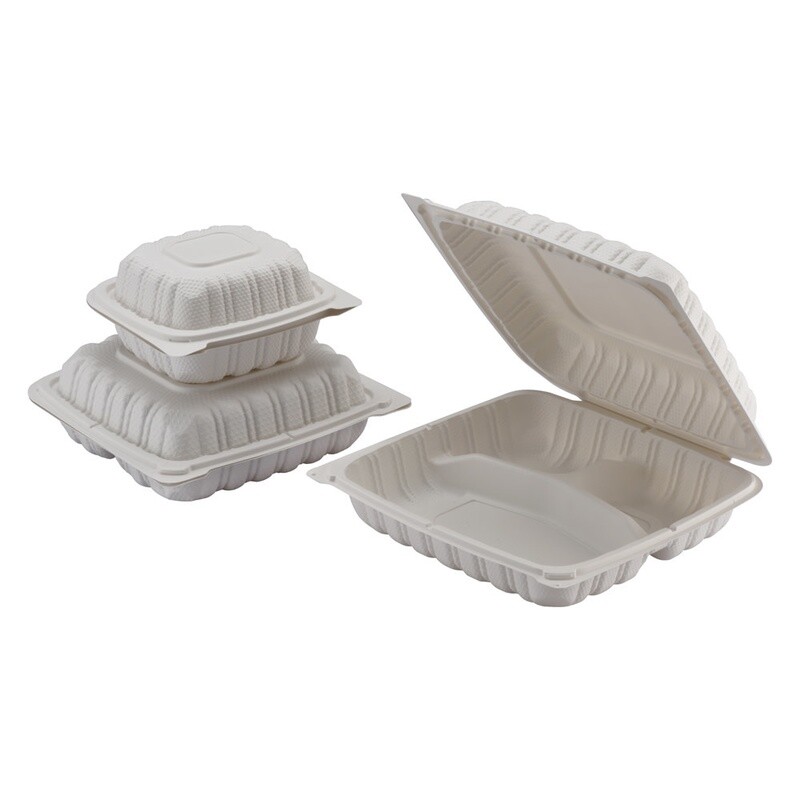 TY-93 - Clamshell TFPP Container 3-compartment, 9&#39;&#39; x 9&#39;&#39;, 150pc (150/1)