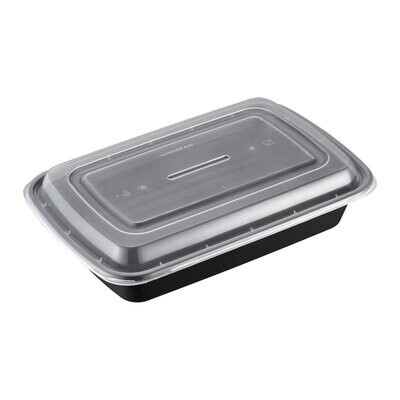 SRC38/E-38 - 38oz Rectangular Microwavable Container with Lid, 150 sets