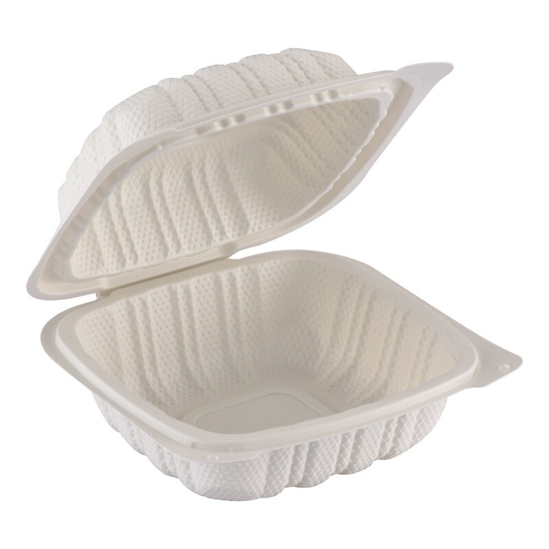 TY-61 / WH61 - Clamshell MFPP Container, Corner Lock, 6" x 6", 250pc (250/1)