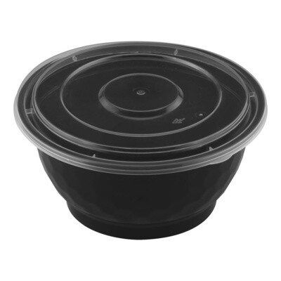 NB-42 / NBL42 - 42oz Microwaveable Noodle Bowl with Lid, Black, 120 Sets (40/6)