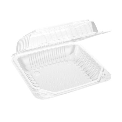 PR-CH91x3 / PSHCL91 - Clear Hinged PS Container, 9&quot; x 9&quot; 3in Tall, 200pc (200/1)