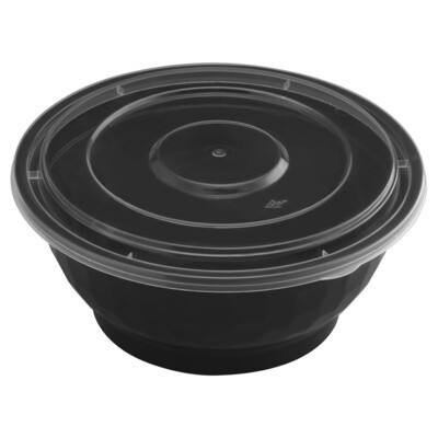 NB-36 / NBL36 - 36oz Microwaveable Noodle Bowl with Lid, Black, 120 Sets (40/6)