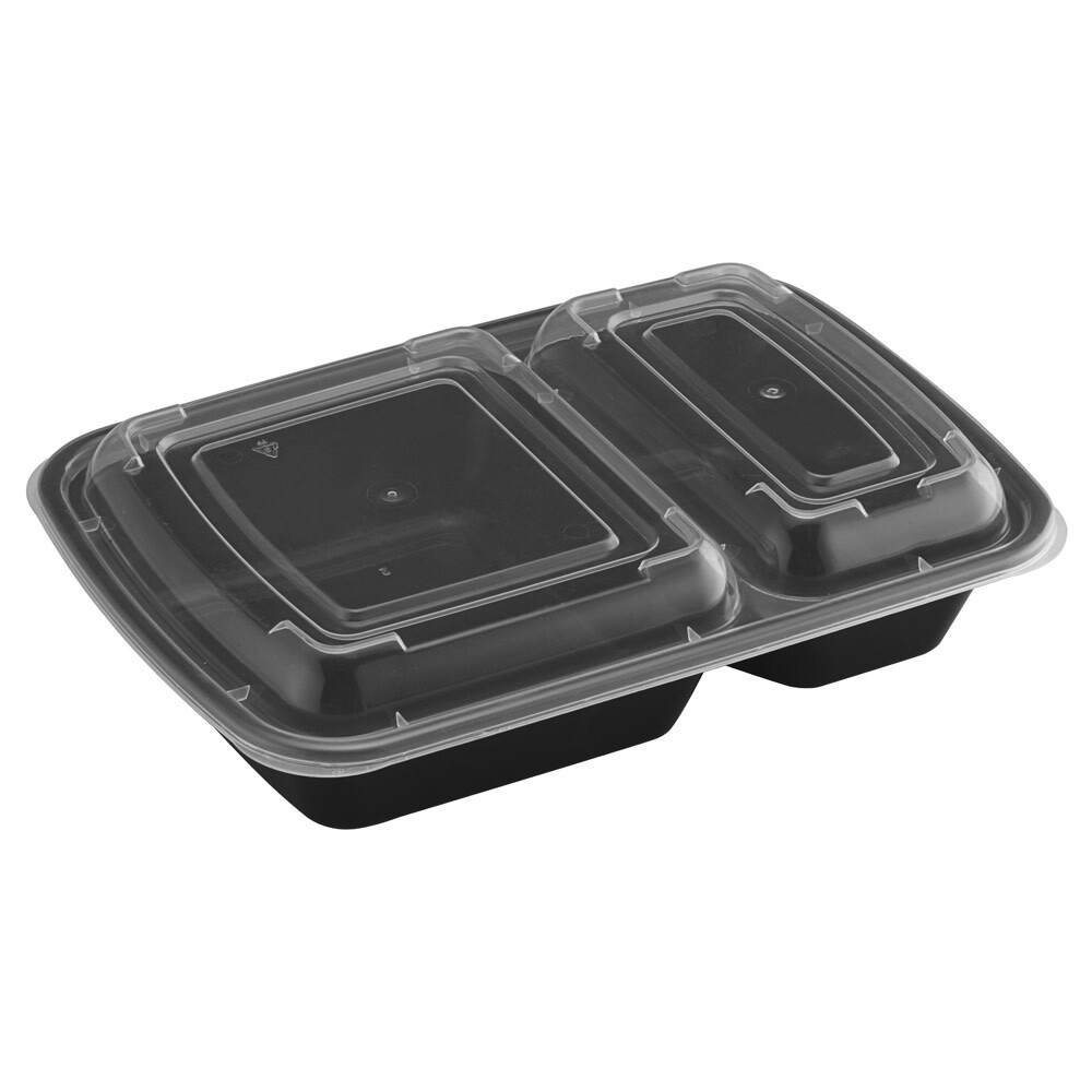 TY-232 / RCT232 - 32oz Rectangular Microwaveable Container with Lid 2-compartment, 150 sets (50/6)
