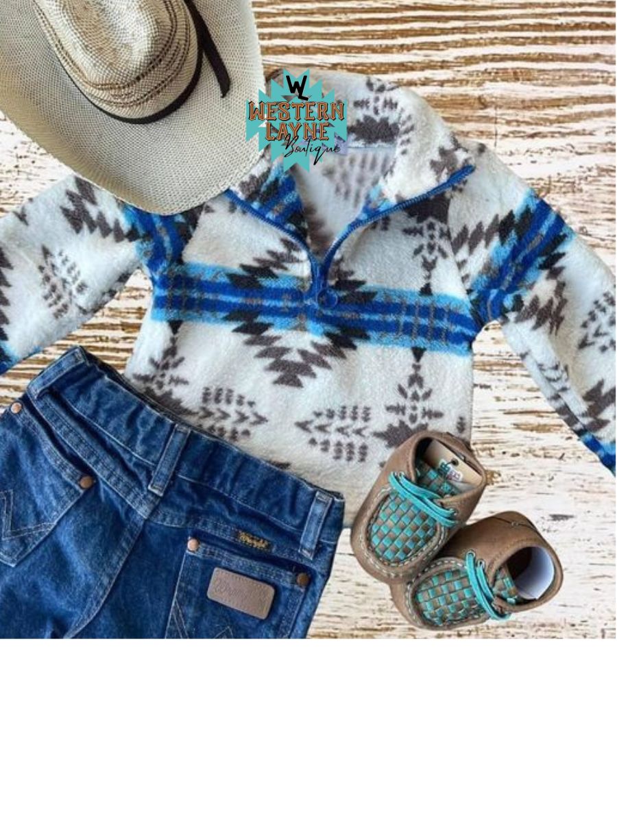 Blue Aztec Sherpa Pullover