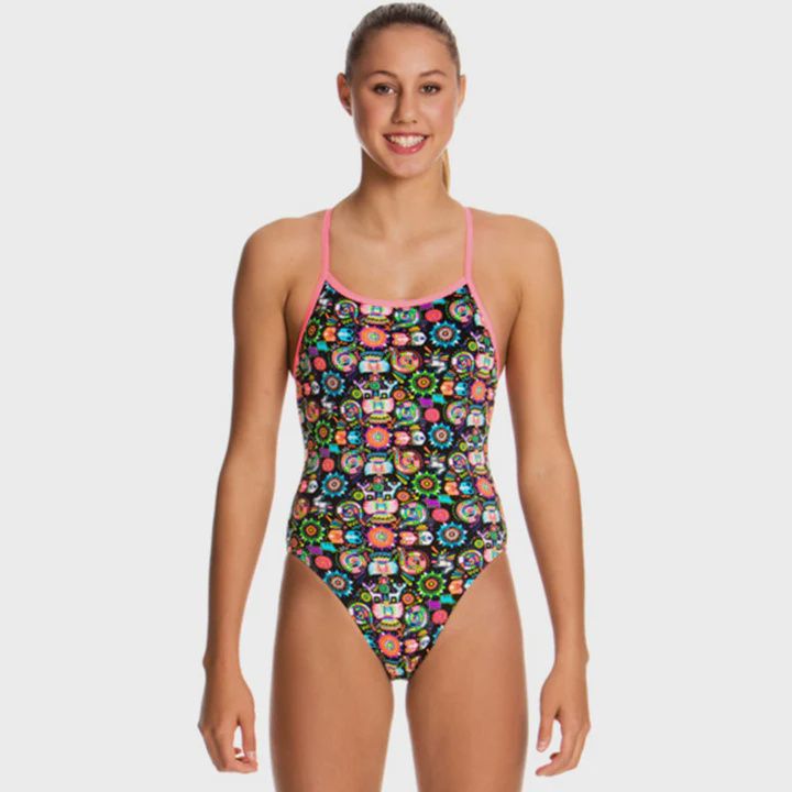 Single Strap Togs (Girls) - Funkita, Design: Piece Bugalugs, Size: 8