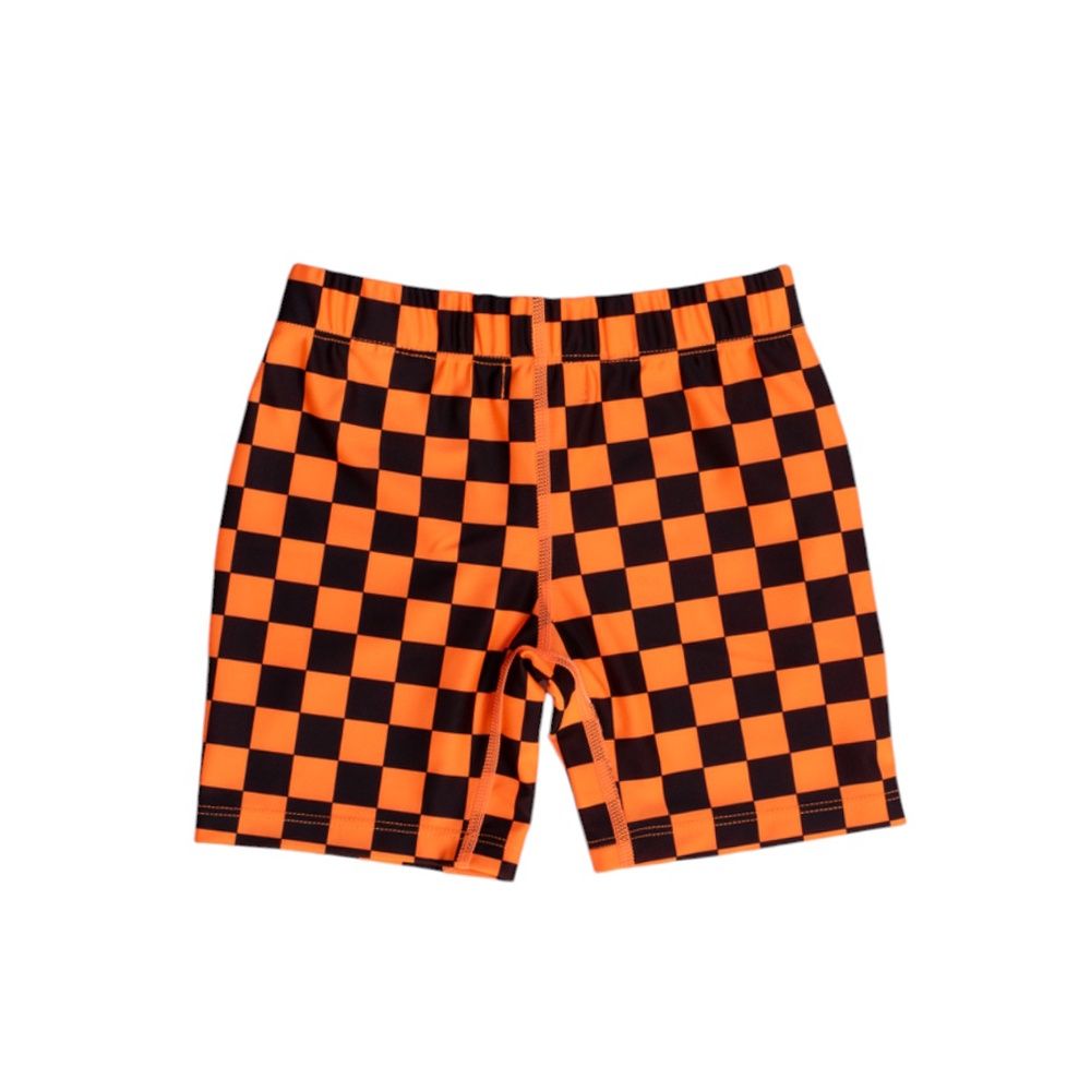 Nestling Swim Shorts - Neon Range, Colour: Neon Orange Check, Size: 1-2 Years