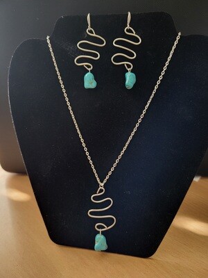 Necklace and Earrings with Turquoise Nickel Free chain
