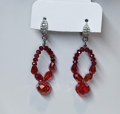 Red Crystal Glass Beads Necklace and Earrings Set