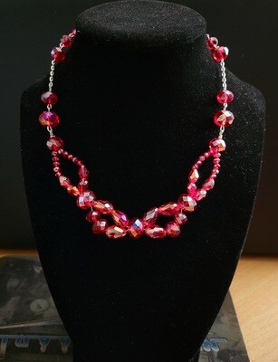 Red Crystal Glass Beads Necklace and Earrings Set