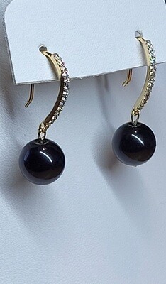 Black Jasper Earrings​ with Gold Plated Clasps, 1.25 inches long.