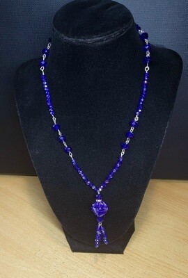 Necklace with Royal Blue Crystal Glass Beads