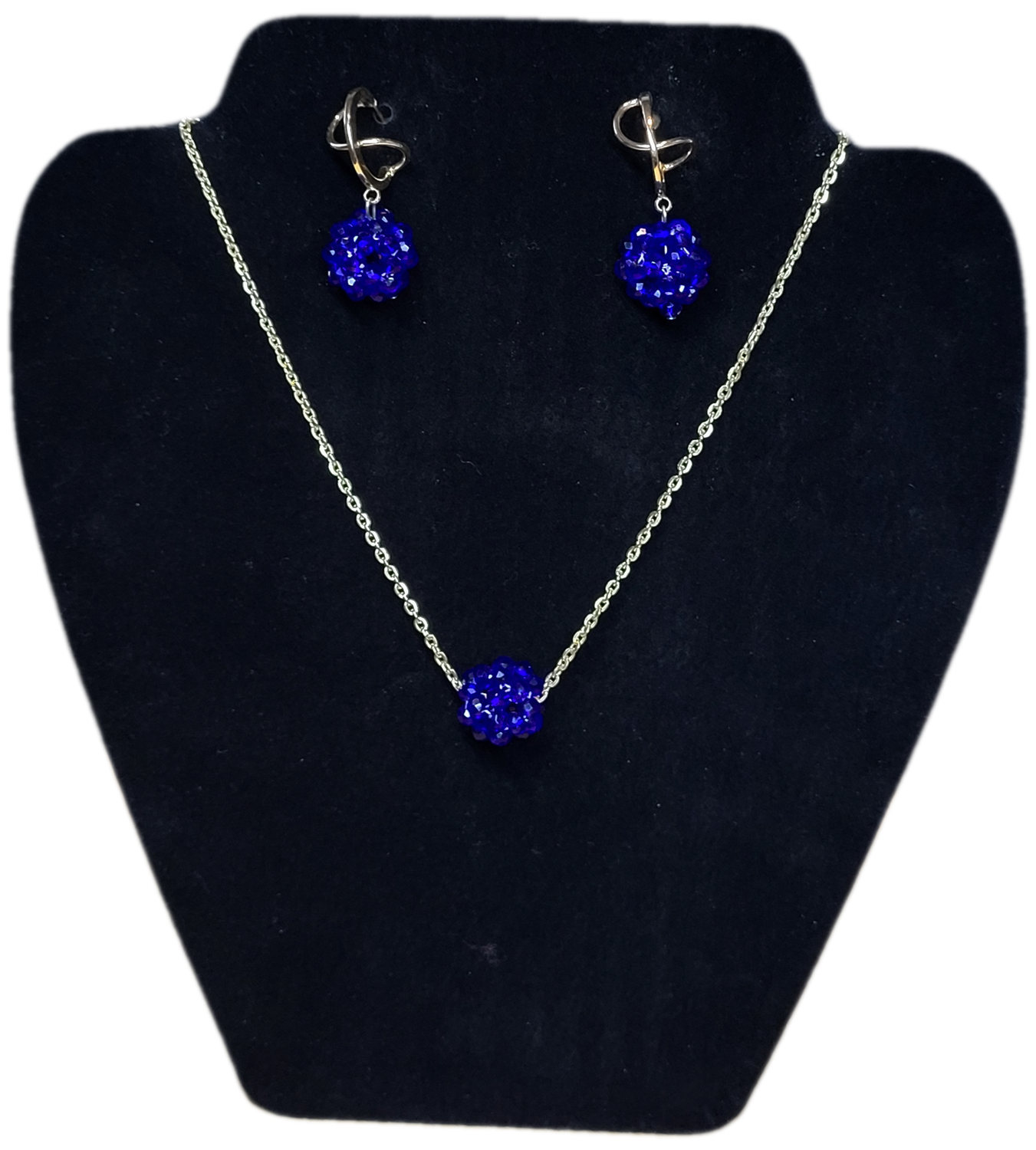 ​Necklace &amp; Earrings Set with handmade Royal Blue Crystal Glass Beads