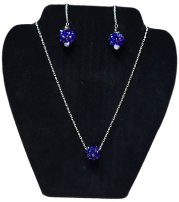 ​Necklace & Earrings Set with handmade Royal Blue Crystal Glass Beads