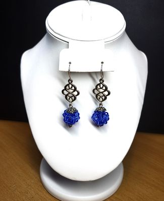 Earrings with Blue Crystal Glass Beads