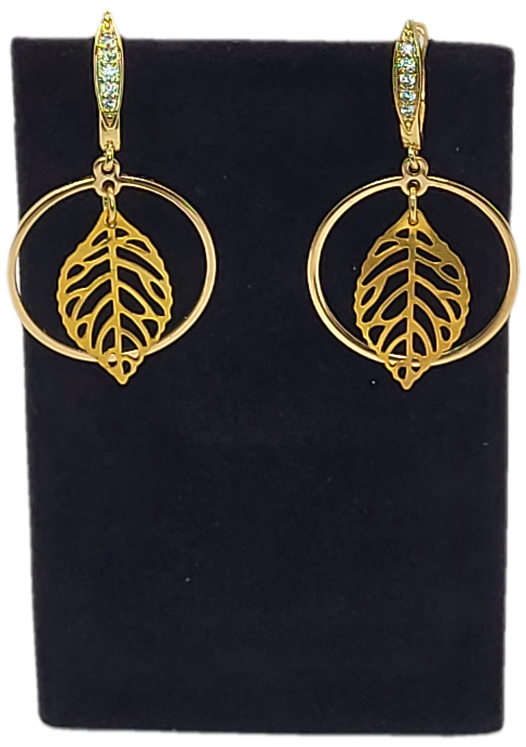 Gold Plated Hoop Earrings with Leaves