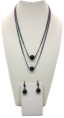 Necklace &amp; Earrings Set with Black Jaspers