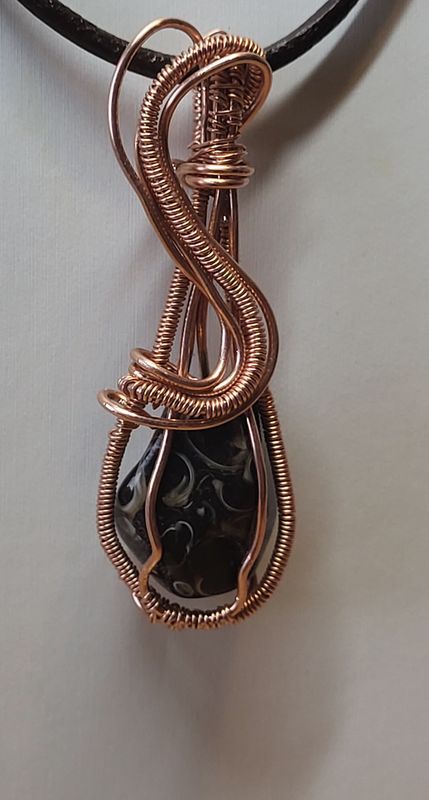 Handmade Wrapped by Wire Turritella Agate Pendant