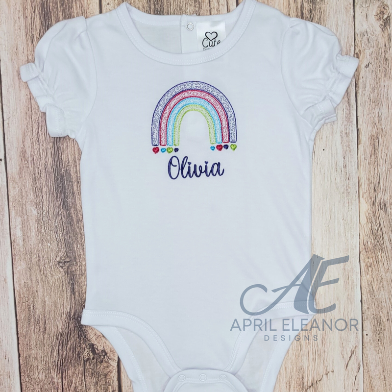 Bright Rainbow Short Sleeve Bodysuit - Custom Embroidery