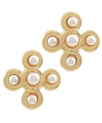 Round Pearl/Crisscross earrings