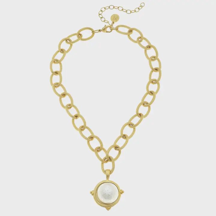 Handcast Gold Chain Necklace w Cotton Pearl