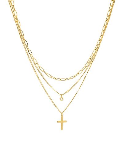 3 Layer Cross / CZ pendant Necklace