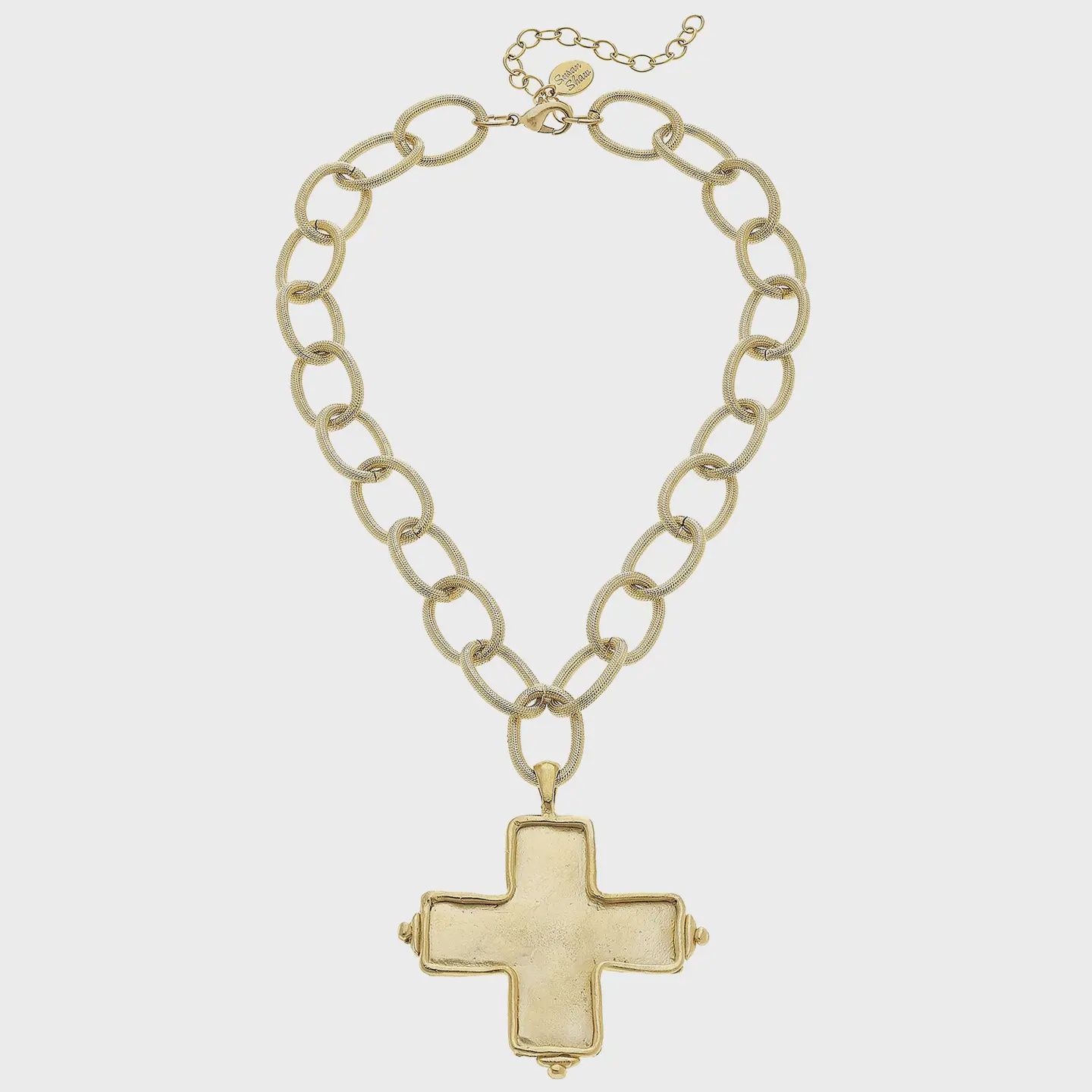 Gold Square Cross Necklace