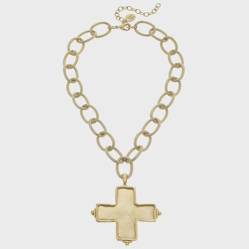 Gold Square Cross Necklace