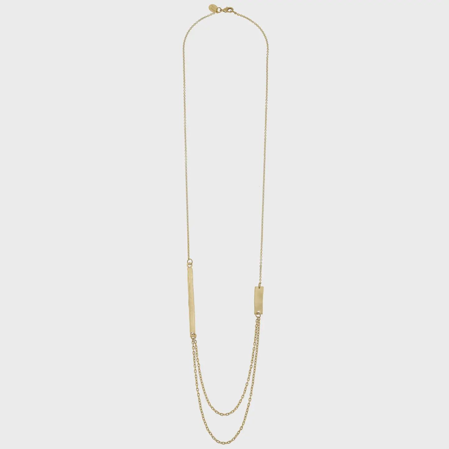 Long Double Chain Bar Necklace