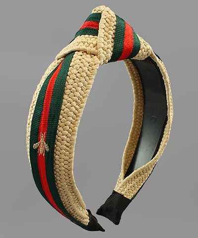 Rattan Bee &amp; Stripe Headband