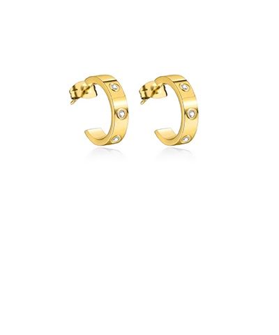 Pave Metal Huggie Hoops