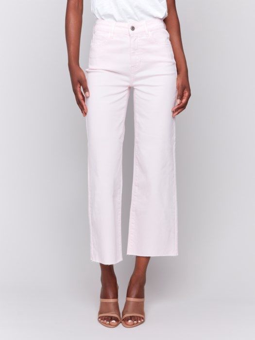 Wide Leg Raw Edge Pant - Petal Pink
