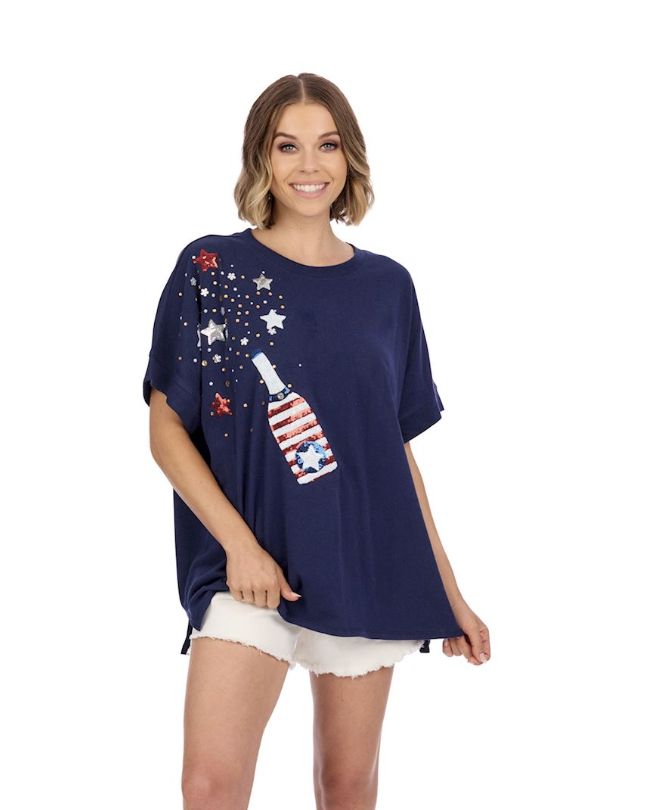 Champagne Bottle 4th Of July Tee