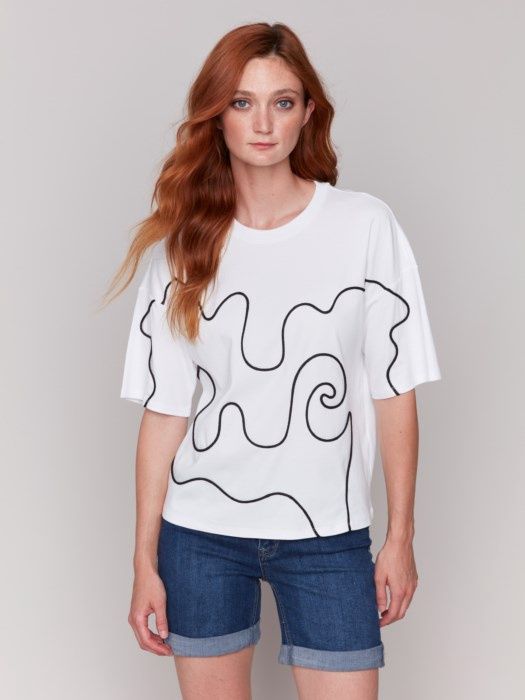 White Tee w Black Squiggles