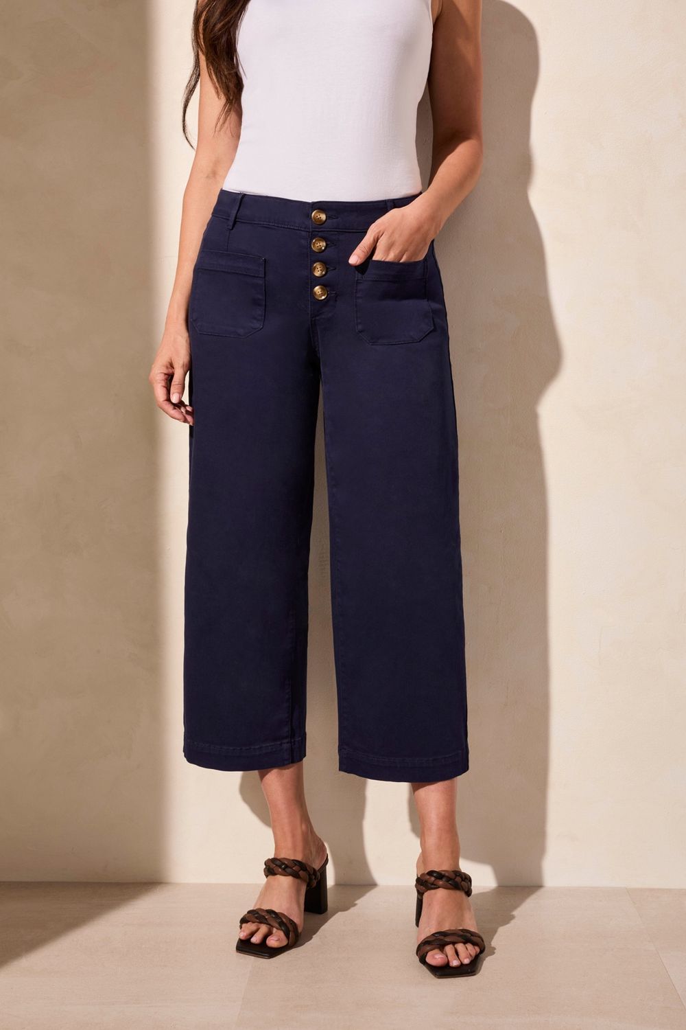 Navy Button Front Audrey Pant